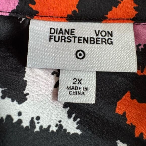 Diane Von Furstenberg Target Pajama Top Shirt Notch Collar Zebra Pink Sz 2X Plus - Picture 3 of 8